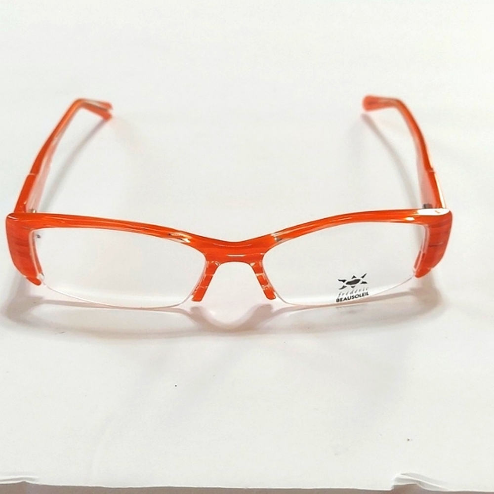 NWOT Frederic Beausoleil Orange/Clear Blend Frame Unisex Eyeglasses 52 15 135